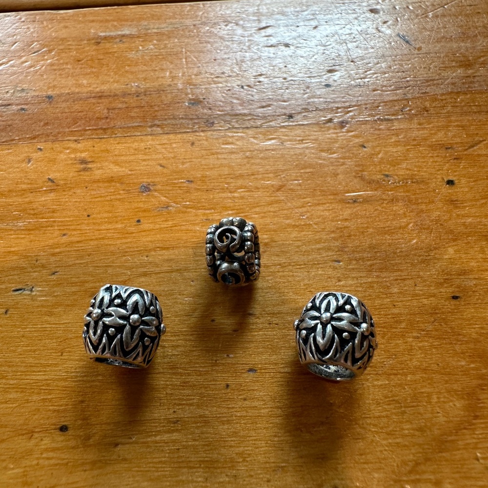 Silver Floral Bead Charms